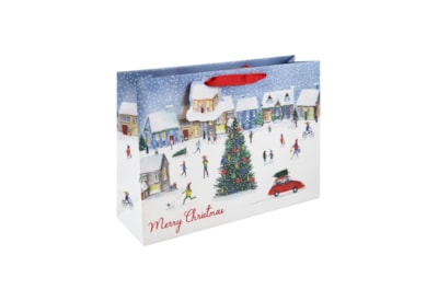 Eurowrap Christmas Village Scene Shopper Bag (X-34121-6C)