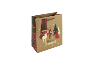 Eurowrap Kraft Stag Tartan Gift Bag Medium (X-34166-3C)