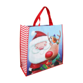 Eurowrap Santa & Reindeer Sq Pp Woven Bag Jumbo (X-34286-23C)