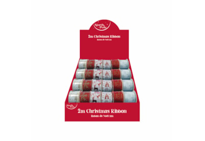 Eurowrap Christmas Hessian Printed Ribbon 2m (X-34319-RC)