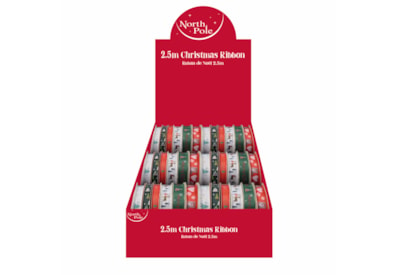 Eurowrap Christmas Printed Ribbon 2.5m (X-34325-RC)