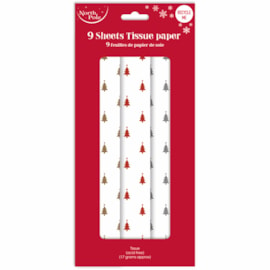 Eurowrap Christmas Foil Tree 9 Sheet Asst Tissue Paper (X-34674-GC)