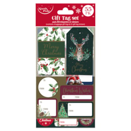 55pk Tradtional Gift Tag & Sticker Set (X-34680-GTC)