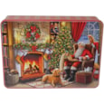 Bramble Embossed Santa Fire Tin C/chip & S/cake 300g (X2486)