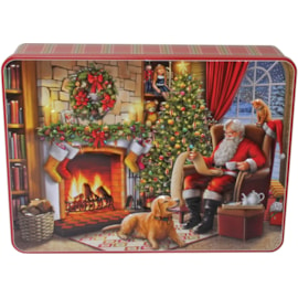 Bramble Embossed Santa Fire Tin C/chip & S/cake 300g (X2486)