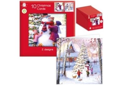 Giftmaker Square Family Snowman Cards 10's (XAPGC802)