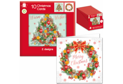 Giftmaker Square Tree & Wreath Cards 10's (XAPGC810)