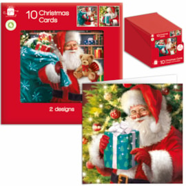 Giftmaker Square Traditional Santa Cards 10's (XAPGC821)