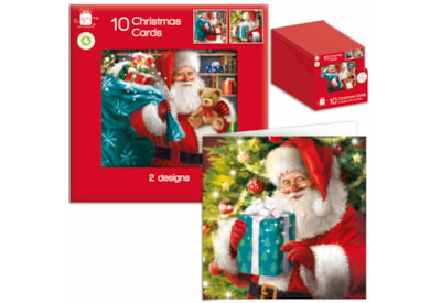 Giftmaker Square Traditional Santa Cards 10's (XAPGC821)