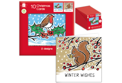 Giftmaker Square Robin & Squirrel Cards 10's (XAPGC843)