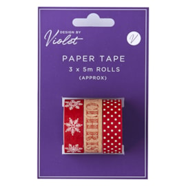 Red Christmas Paper Tape 3pk (XBV-2-3WT)