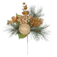 Apac Gold Cone/bauble & Berry Pick With Green Foliage 22cm (XMA8502)