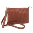 Lapella Yasmin Leather Weave Crossbody/clutch Bag Tan (120-2TANWEAVE)