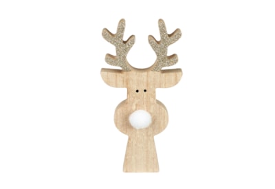 Heaven Sends Wooden Reindeer w White Nose (ZLP070)