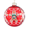 Gisela Graham Matt Red Glass Ball Gingerbread Men (00669)