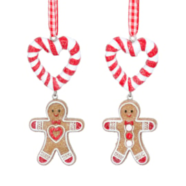 Gisela Graham Resin Gingerbread Man Dec w Candy Cane Heart (12971)