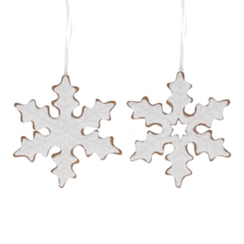 Gisela Graham Resin Gingerbread Snowflake Dec White Iced (13891)