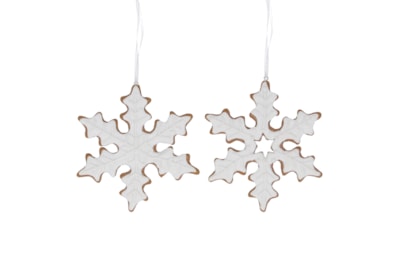 Gisela Graham Resin Gingerbread Snowflake Dec White Iced (13891)