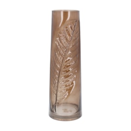 Gisela Graham Leaf Impression Glass Tall Vase Brown 36.5cm (30338)