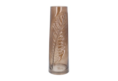 Gisela Graham Leaf Impression Glass Tall Vase Brown 36.5cm (30338)