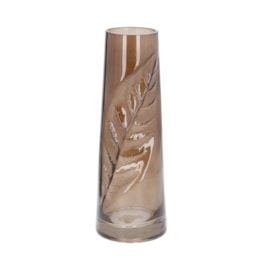 Gisela Graham Leaf Impression Glass Tall Vase Brown 29.5cm (30341)