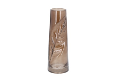 Gisela Graham Leaf Impression Glass Tall Vase Brown 29.5cm (30341)