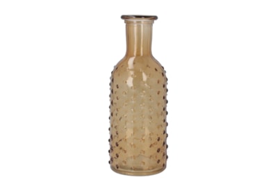 Gisela Graham Dimple Glass Bottle Vase Light Amber 19cm (30926)