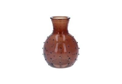 Gisela Graham Dimple Glass Mini Bud Vase Dark Amber 10cm (33222)